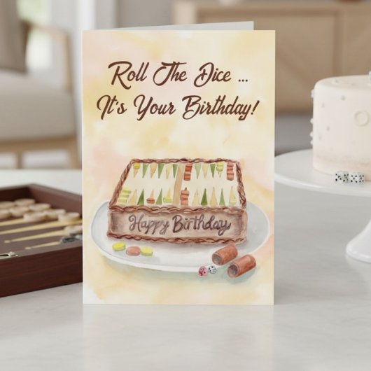 Carte Joyeux Anniversaire Gâteau au Chocolat Backgammon