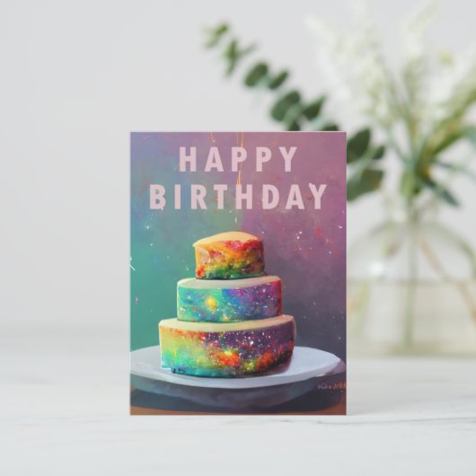 Carte Joyeux Anniversaire Gâteau Confettis dans l' (Debout devant)