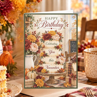 Carte Joyeux Anniversaire Gâteau d'Anniversaire d'Automn