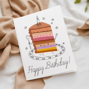 Carte Joyeux Anniversaire Gâteau Mignon Sourire Entrepri