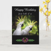 Carte Joyeux anniversaire - Général - Cockatoos peints (Fleur jaune)