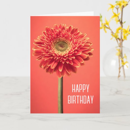 Carte Joyeux Anniversaire | Gerbera Daisy Barberton Roug (Fleur jaune)