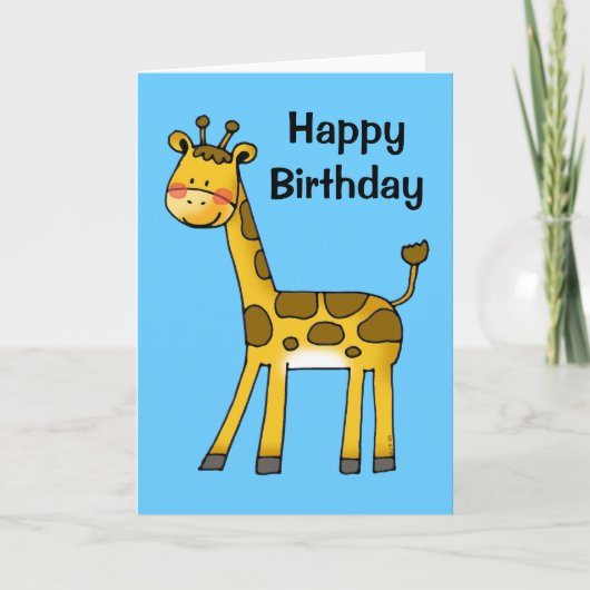 Carte joyeux anniversaire (girafe) (Devant)