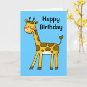 Carte joyeux anniversaire (girafe) (Fleur jaune)