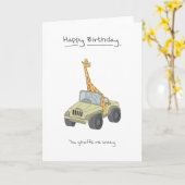 Carte Joyeux anniversaire - Giraffe (Fleur jaune)