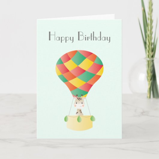 Carte Joyeux Anniversaire Giraffe Hot Air Balloon (Devant)