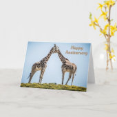 Carte Joyeux anniversaire Giraffes romantiques embrasser (Fleur jaune)
