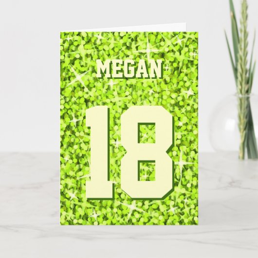 Carte "Joyeux anniversaire" Glitz Lime 'Nom et âge (Devant)