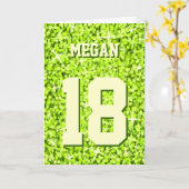 Carte "Joyeux anniversaire" Glitz Lime 'Nom et âge (Fleur jaune)