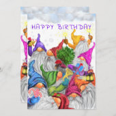 Carte Joyeux Anniversaire - Gnomes Anniversaire Célébrat (Devant / Derrière)