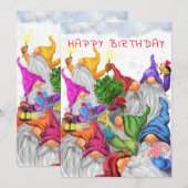 Carte Joyeux Anniversaire - Gnomes Anniversaire Célébrat (Devant / Derrière)