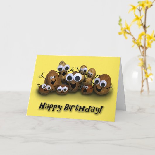 Carte Joyeux anniversaire Go Nuts (Fleur jaune)