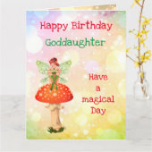 Carte Joyeux anniversaire Godgirl conception fée (Fleur jaune)