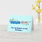 Carte Joyeux anniversaire Godson Avion (Fleur jaune)