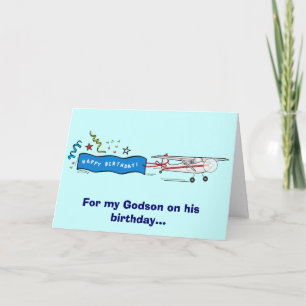 Carte Joyeux anniversaire Godson Avion