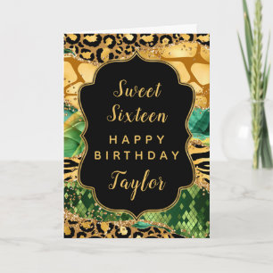 Carte Joyeux Anniversaire Gold Green Safari Agate Sweet