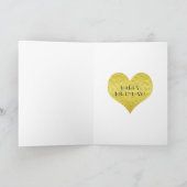 Carte Joyeux Anniversaire Gold Heart Black White Stripes (Intérieur)