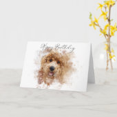 Carte Joyeux Anniversaire Golden Doodle Cavapoo (Fleur jaune)