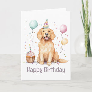 Carte Joyeux Anniversaire Golden Retriever Chien