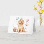 Carte Joyeux Anniversaire Golden Retriever Chien (Fleur jaune)