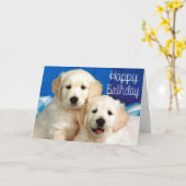Carte Joyeux Anniversaire Golden Retriever Chien chiot (Fleur jaune)