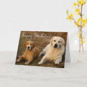 Carte Joyeux Anniversaire Golden Retriever Chien chiot (Fleur jaune)