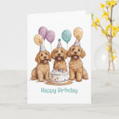 Carte Joyeux Anniversaire Goldendoodle Chiens Anniversai (Fleur jaune)