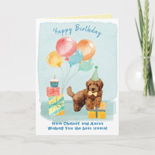 Carte Joyeux anniversaire Goldendoodle Chiot Anniversair (Devant)