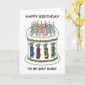 Carte Joyeux Anniversaire Golfeur Copain (Fleur jaune)
