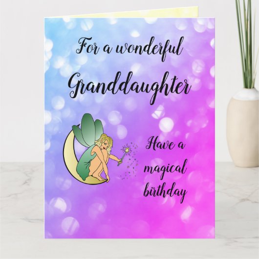 Carte Joyeux anniversaire grand-fille design de la fée (Devant)