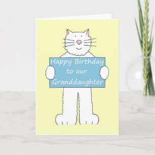 Carte Joyeux Anniversaire grand-fille dessin chat blanc