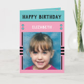 Carte Joyeux Anniversaire Grand-fille nom photo rose (Devant)