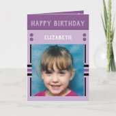 Carte Joyeux anniversaire grand-fille nom photo violet (Devant)