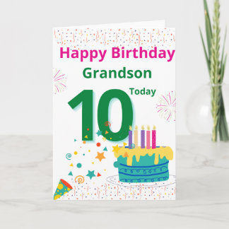 Carte Joyeux anniversaire grand-fils - 10 aujourd'hui
