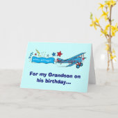 Carte Joyeux anniversaire Grand-fils avion (Fleur jaune)