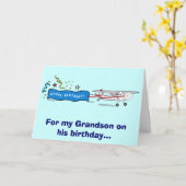 Carte Joyeux anniversaire Grand-fils avion (Fleur jaune)