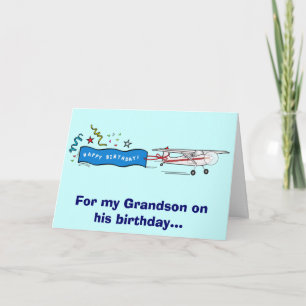 Carte Joyeux anniversaire Grand-fils avion