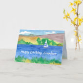 Carte Joyeux Anniversaire Grand-fils de la voile Lac Mou (Fleur jaune)