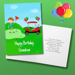Carte Joyeux Anniversaire Grand-fils Garçon Golfer Sur G