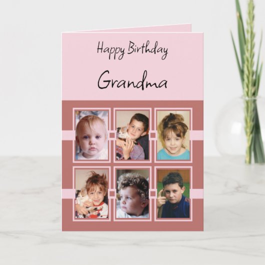 Carte Joyeux anniversaire grand-mère ajouter 6 photos sa (Devant)