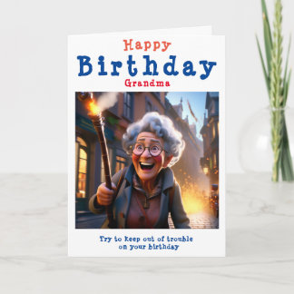 Carte Joyeux anniversaire grand-mère - Editable.