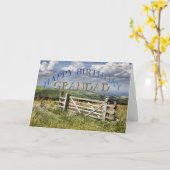 Carte Joyeux Anniversaire Grand, paysage avec une porte (Fleur jaune)