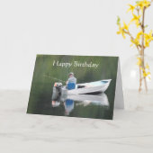Carte Joyeux anniversaire Grande journée Pêche Lac Batea (Fleur jaune)