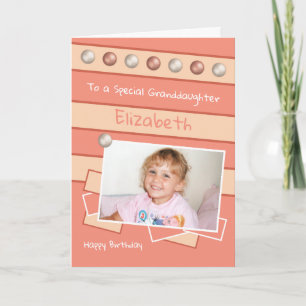 Carte Joyeux Anniversaire Grandgirl corail et photo de p