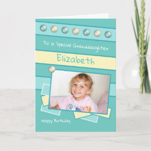 Carte Joyeux anniversaire Grandgirl photo turquoise