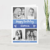 Carte Joyeux anniversaire | Grille photo bloc couleur bl (Devant)