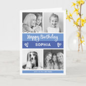 Carte Joyeux anniversaire | Grille photo bloc couleur bl (Fleur jaune)