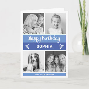 Carte Joyeux anniversaire Grille photo bloc couleur bl