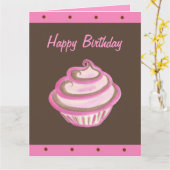 Carte Joyeux Anniversaire Grosse Cupcake  (Fleur jaune)