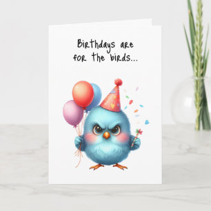 Carte Joyeux anniversaire Grumpy Bird Ballons Casquette 